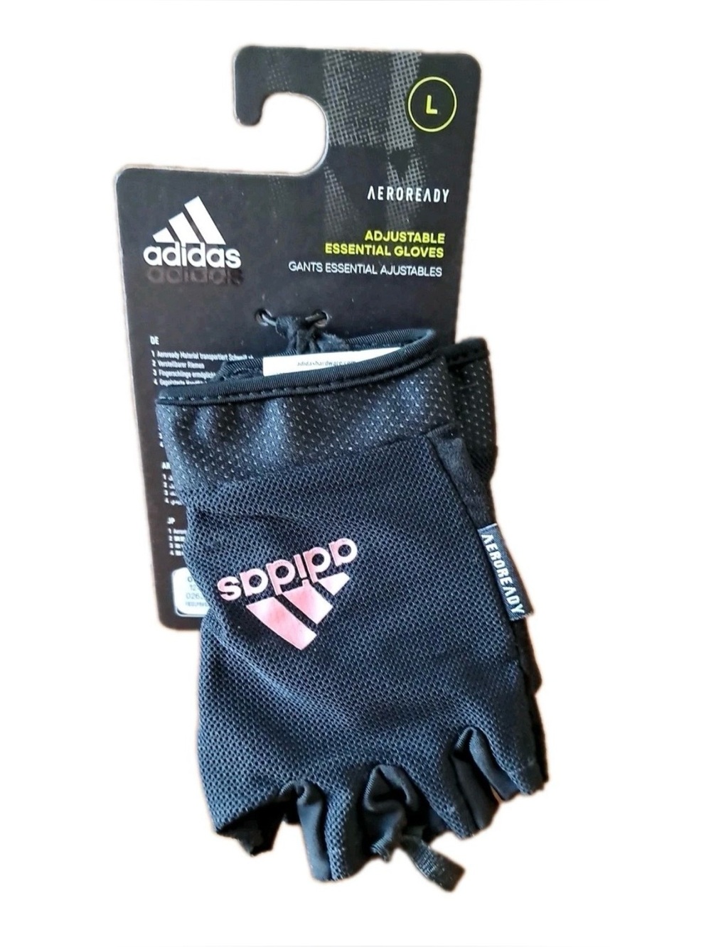 Adidas Essential Fingerless Workout Training Gloves Black Large Adjustable
